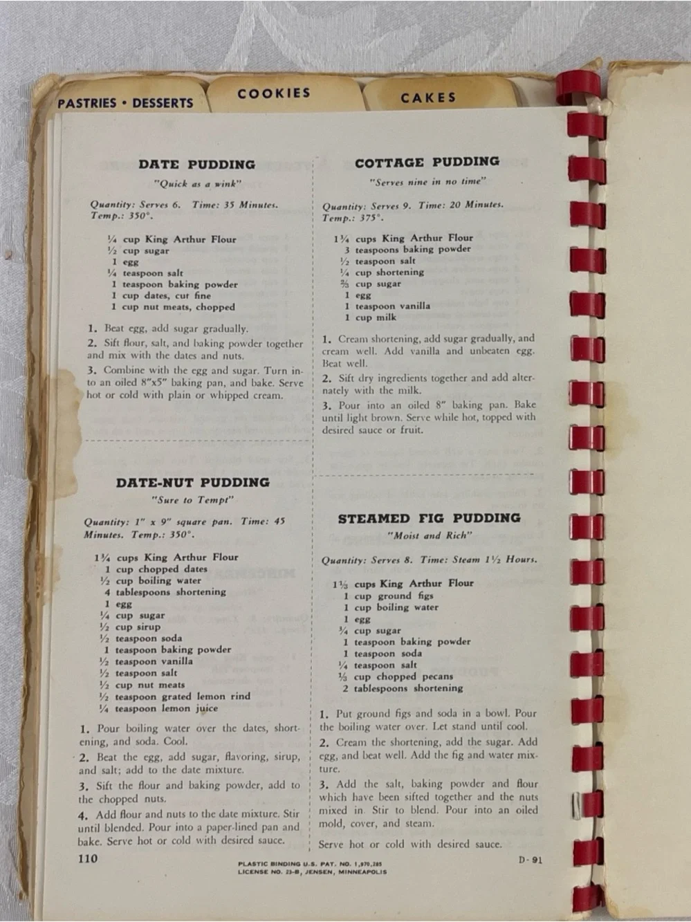 Vintage Easy Home Baking - King Arthur Flour - 1930 cookbook, Red, Spiral